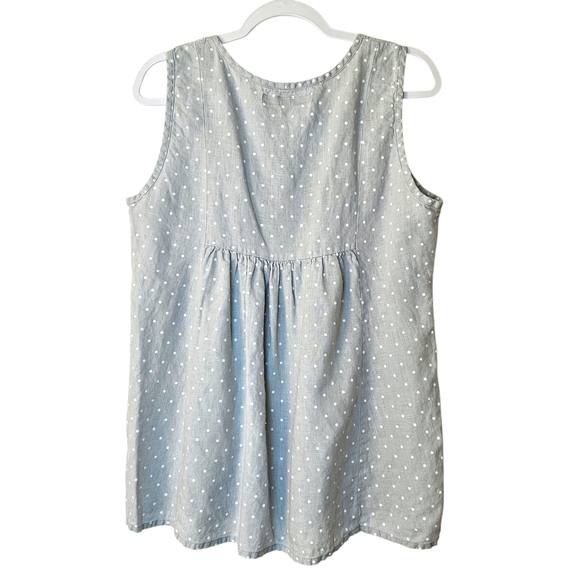FLAX 100% Linen Polka Dot Tank Top Womens Oversized Small Light Gray Minimalist - Picture 2 of 7